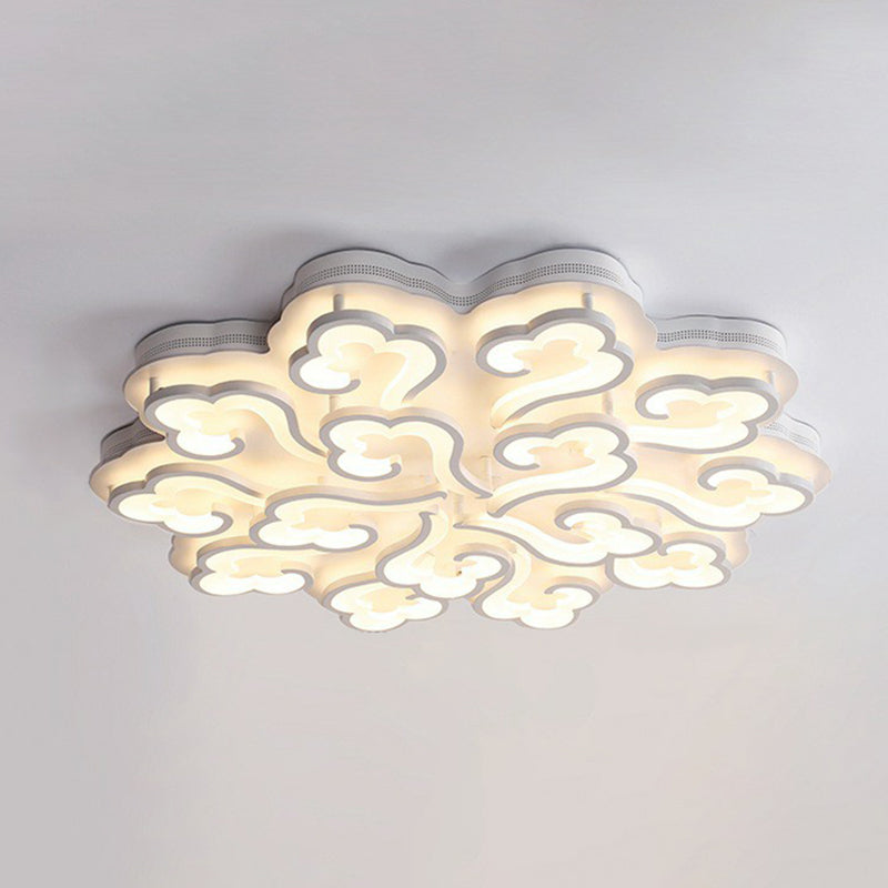 Modern White Auspicious Cloud Led Semi Flush Acrylic Ceiling Light For Living Room