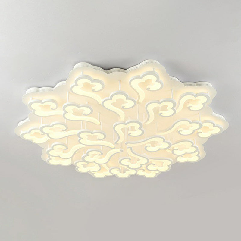 Modern White Auspicious Cloud Led Semi Flush Acrylic Ceiling Light For Living Room 25 / Warm