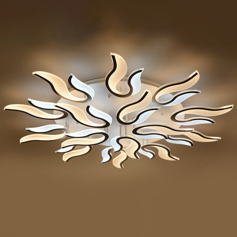 Spark Living Room Led Semi Flush Light - Acrylic Nordic Style Ceiling Mount White