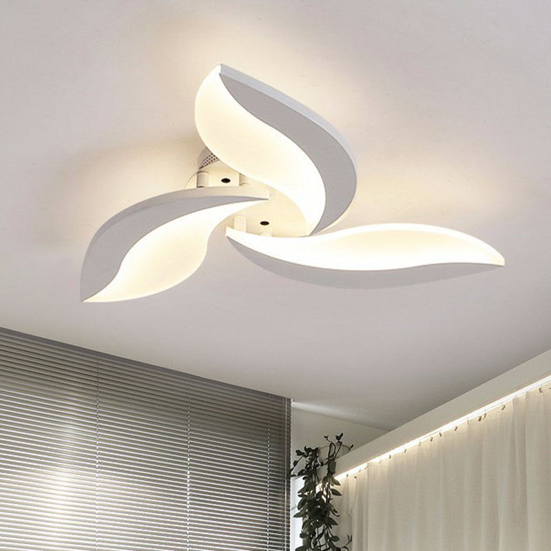 Leaf Led Semi Flush Acrylic Ceiling Light Fixture In White - Simple Style For Living Room 3 /