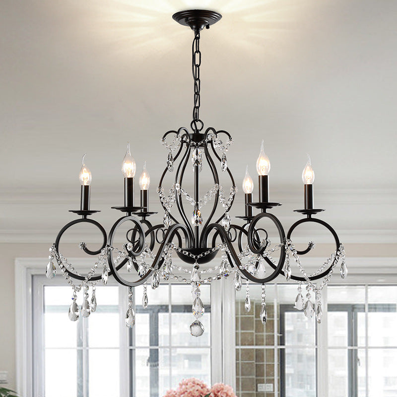 Contemporary Crystal Pendant Chandelier With 6/8 Bulbs - Black Candle Style Lamp Fixture 6 /