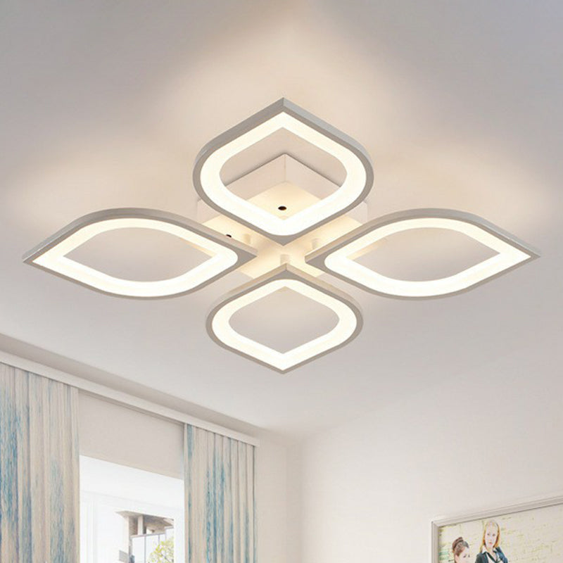 White Led Semi Flush Light For Living Room - Petal Design Acrylic Simplicity Ceiling Mount 4 / Warm