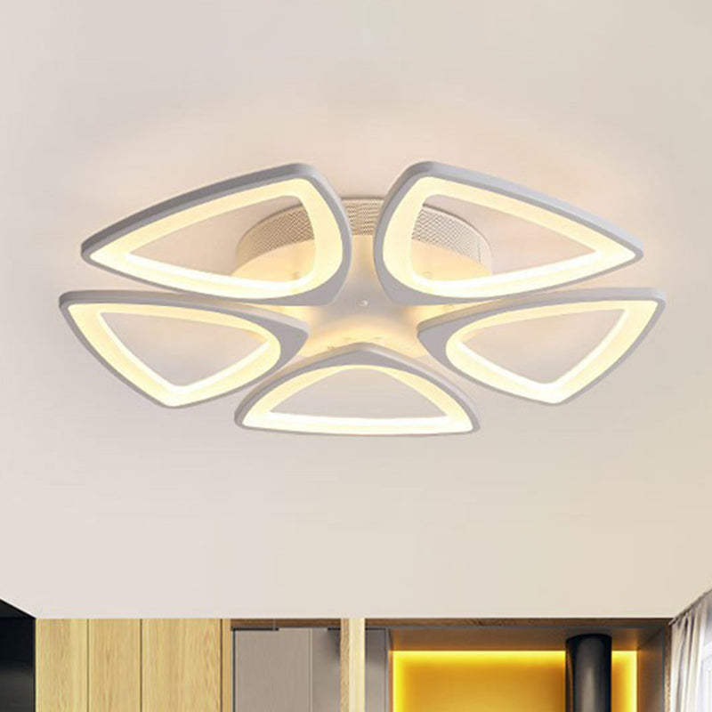 Modern Led Flower Semi Flush Acrylic Ceiling Light Fixture White 5 / Warm