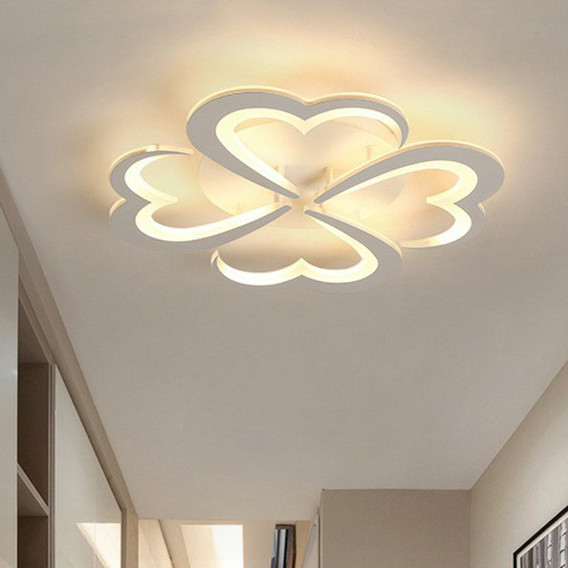 White Floral Led Ceiling Light For Minimalist Living Rooms 4 / Warm