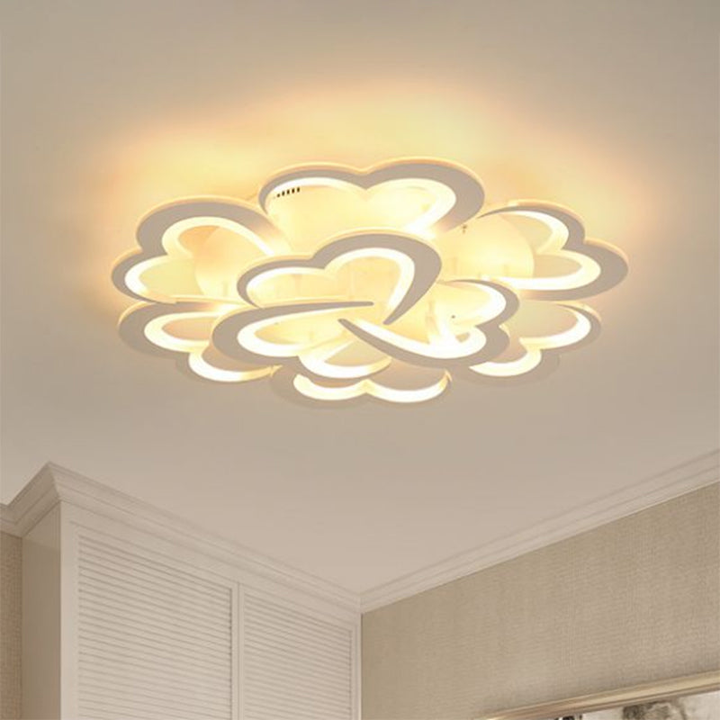 White Floral Led Ceiling Light For Minimalist Living Rooms