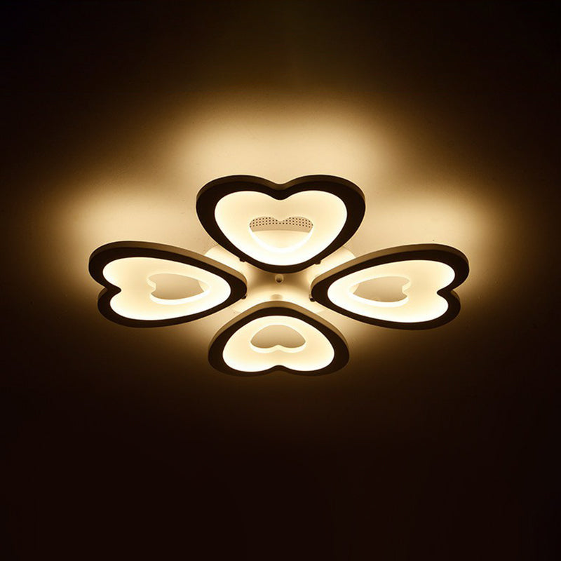 Modern White Acrylic Heart Led Semi Flush Ceiling Light Fixture For Living Room 4 / Warm