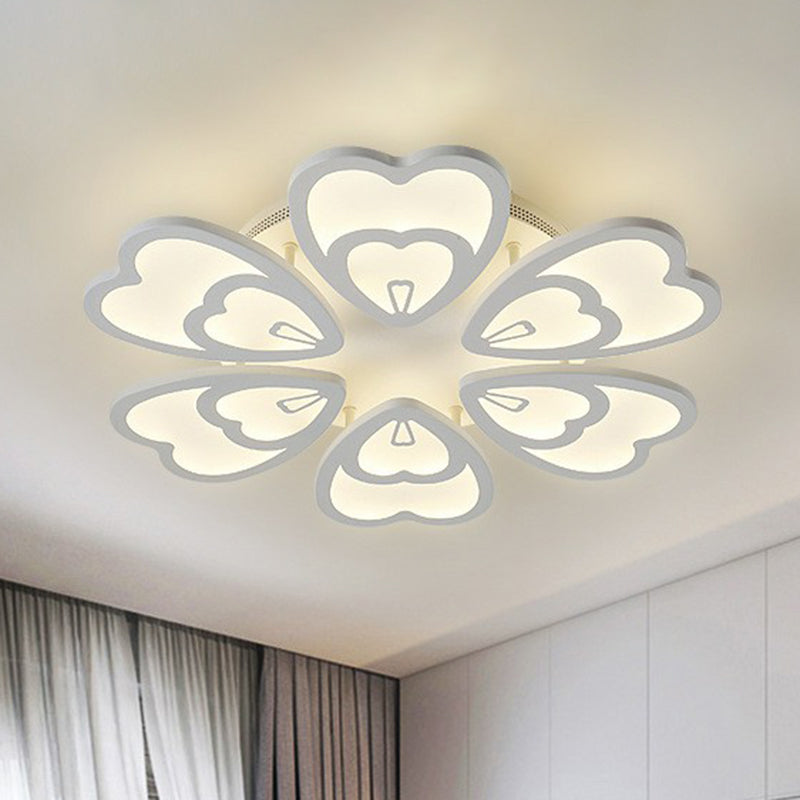 Contemporary White Flower Led Ceiling Light For Living Room - Acrylic Flush Mount 6 / Warm