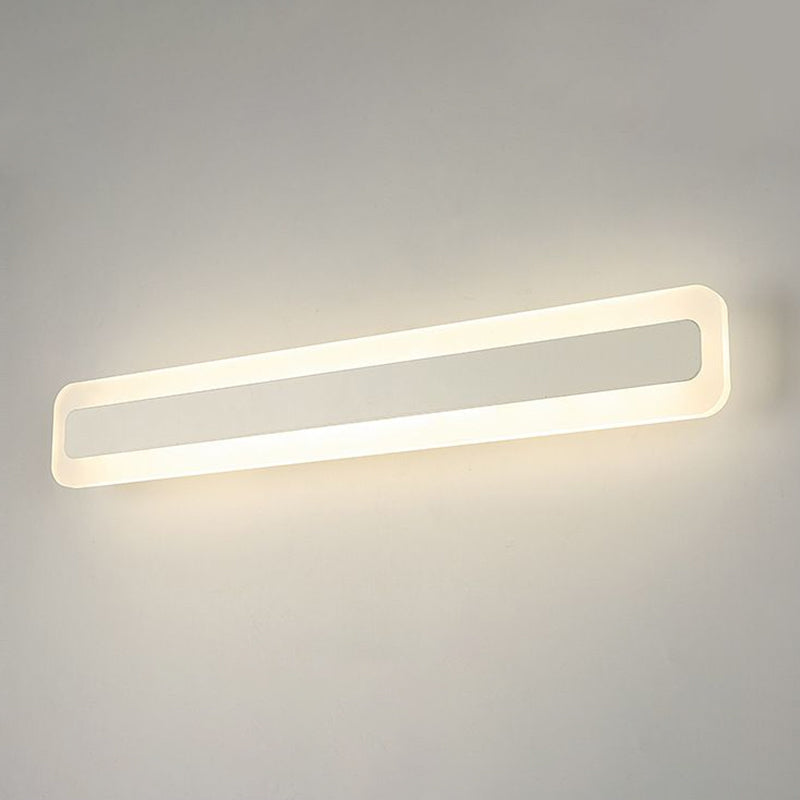 Simplicity Acrylic Led Vanity Light: Rectangular Wall Sconce For White Bathroom Lighting