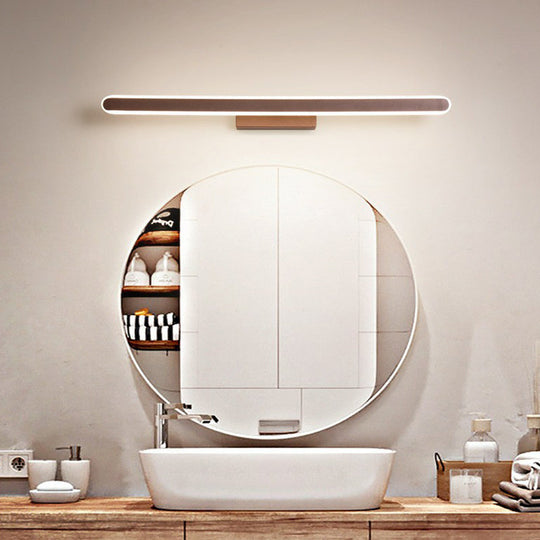 Sleek Coffee Linear Led Vanity Sconce For Minimalist Bathrooms / Small Warm