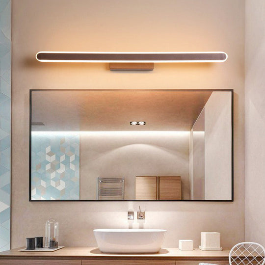 Sleek Coffee Linear Led Vanity Sconce For Minimalist Bathrooms / Large White