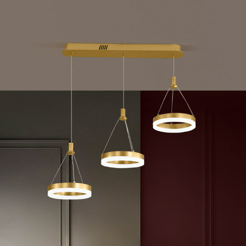 Modern Geometric LED Ceiling Lamp - Metallic Finish, 3 Bulbs - Dining Room Light Fixture
