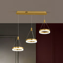 Modern Geometric LED Ceiling Lamp - Metallic Finish, 3 Bulbs - Dining Room Light Fixture