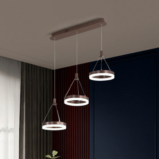 Geometric Led Ceiling Light With Metallic Finish - Perfect For Dining Room 3-Bulb Suspension Fixture