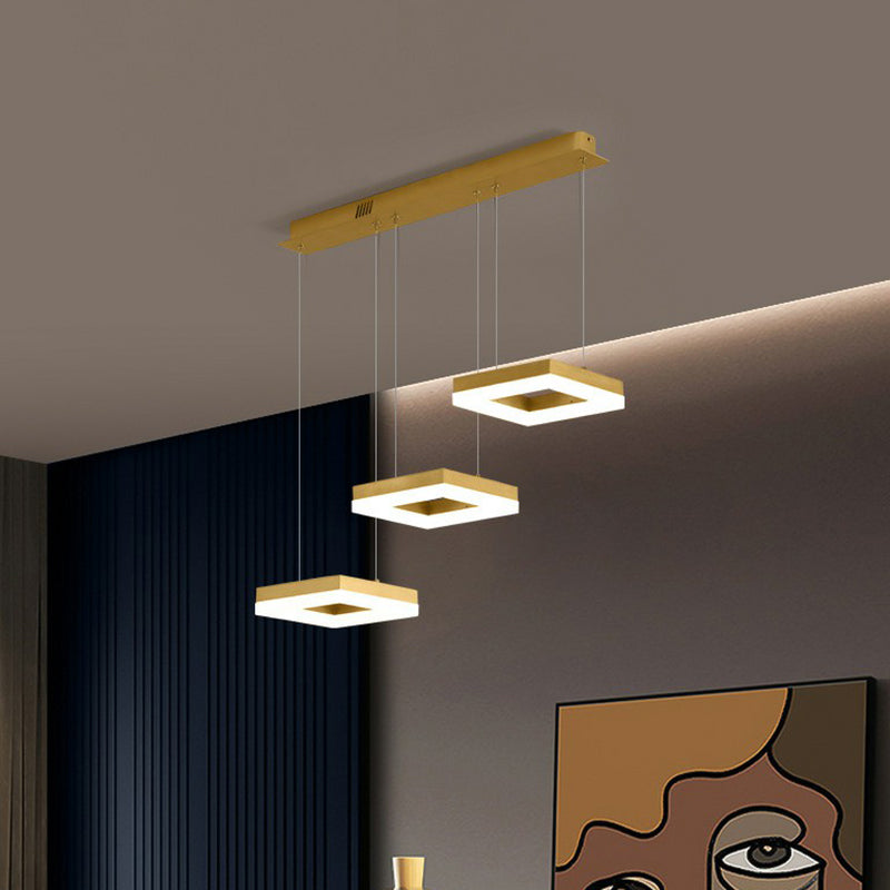 Modern Geometric LED Ceiling Lamp - Metallic Finish, 3 Bulbs - Dining Room Light Fixture
