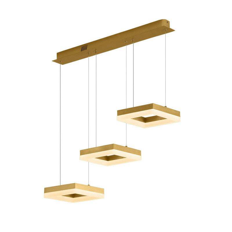 Geometric Led Ceiling Light With Metallic Finish - Perfect For Dining Room 3-Bulb Suspension Fixture