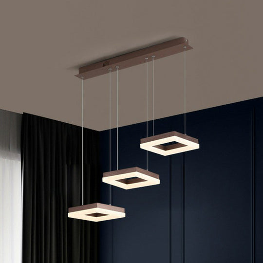 Geometric Led Ceiling Light With Metallic Finish - Perfect For Dining Room 3-Bulb Suspension Fixture