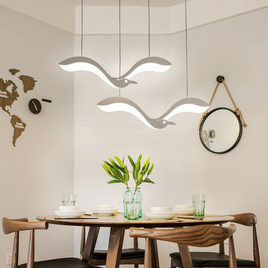 Sleek Acrylic Led Pendant: White Dining Room Flying Bird Hanging Light 2 / Warm