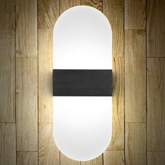 Modern Acrylic Geometric Led Wall Sconce Lamp: Stylish Bedside Lighting Fixture Black / White Fillet