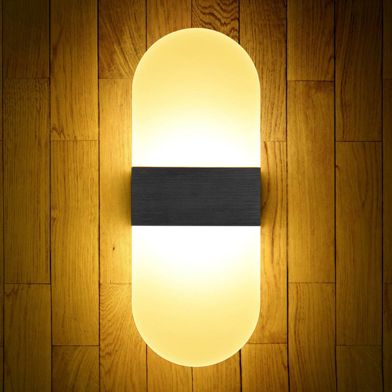 Modern Acrylic Geometric Led Wall Sconce Lamp: Stylish Bedside Lighting Fixture Black / Warm Fillet