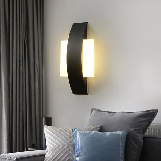 Modern Geometric Acrylic Led Wall Sconce For Living Room Lighting Black / White Square Plate