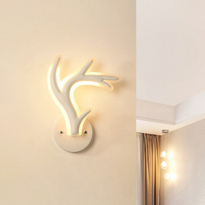 Modern Antler Sconce Light Fixture - Acrylic Corridor Lighting In White / Warm A