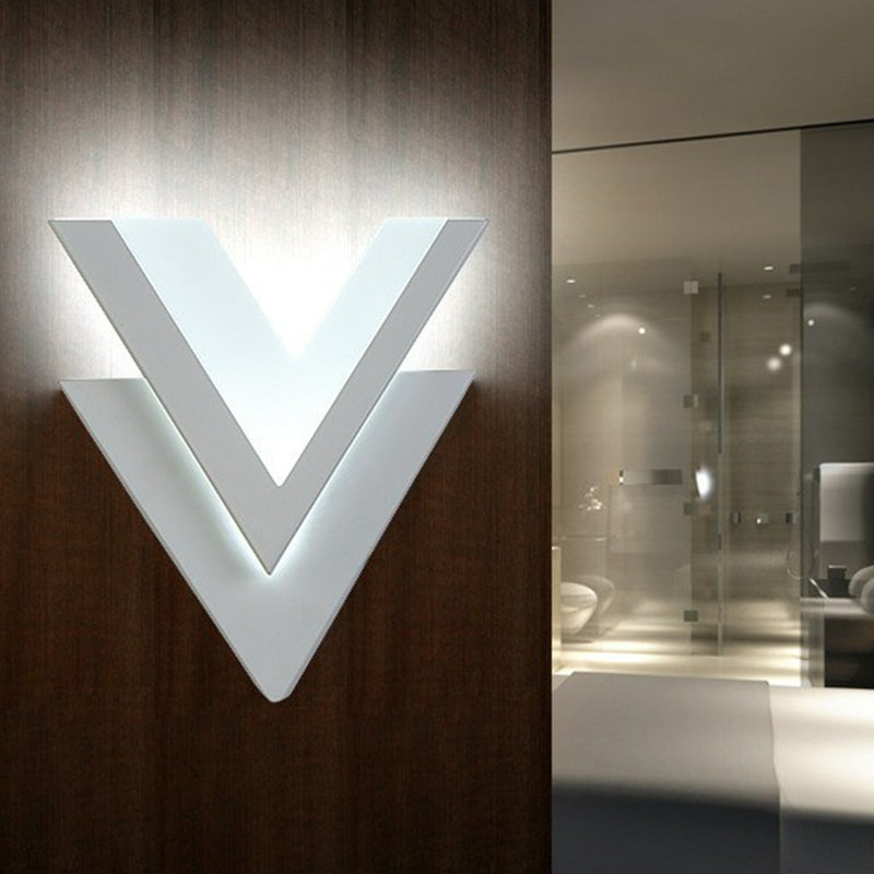 Modern V-Shaped Led Wall Sconce In White /