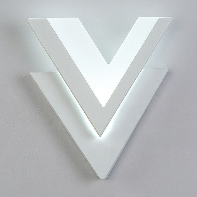 Modern V-Shaped Led Wall Sconce In White
