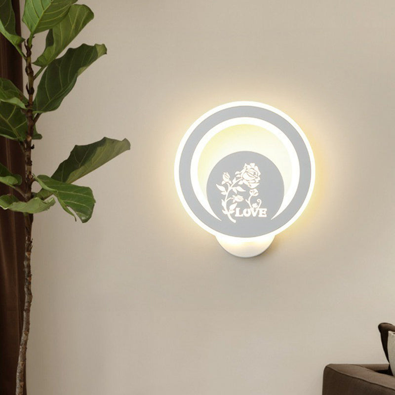Modern Circular Sconce Lighting: Acrylic Led Wall Light Fixture In White For Living Room