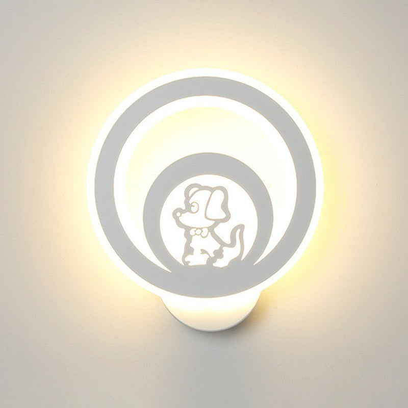 Modern Circular Sconce Lighting: Acrylic Led Wall Light Fixture In White For Living Room / I