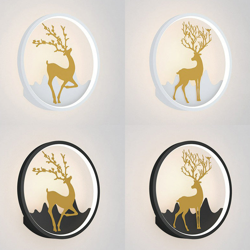 Minimalist Aluminum Ring Led Wall Sconce With Deer Design