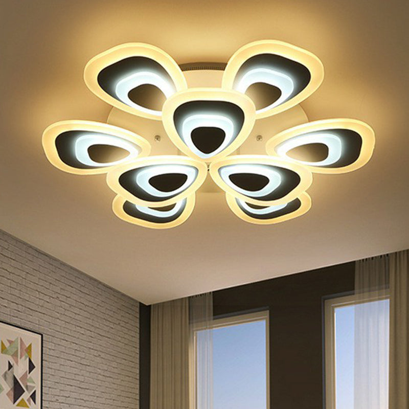 Led White Peacock Semi Flush Light: Stylish Acrylic Ceiling Mount For Living Room