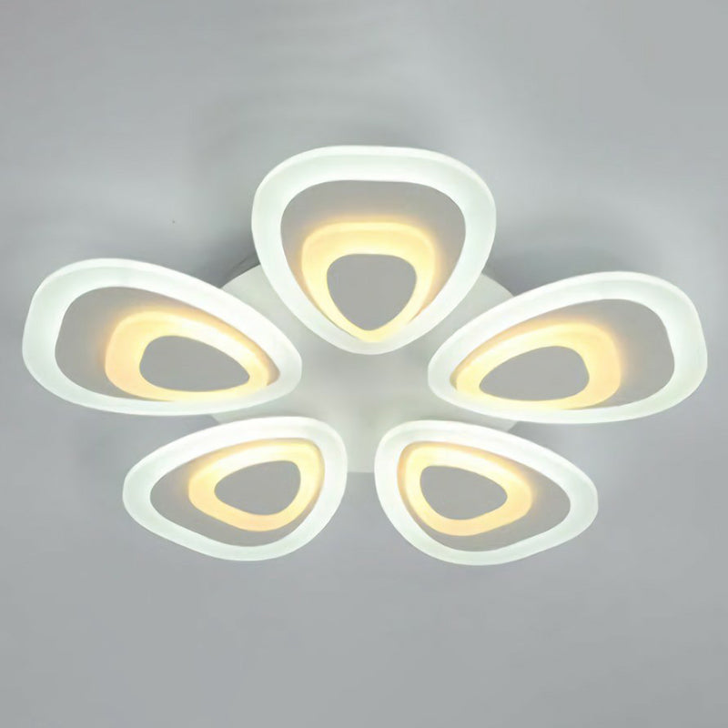 Led White Peacock Semi Flush Light: Stylish Acrylic Ceiling Mount For Living Room 5 / Warm