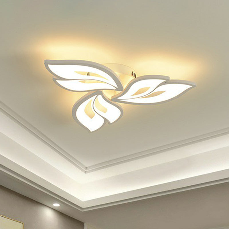 White Minimalist Flower Acrylic Led Ceiling Light For Living Room - Semi Flush Mount 3 / Warm