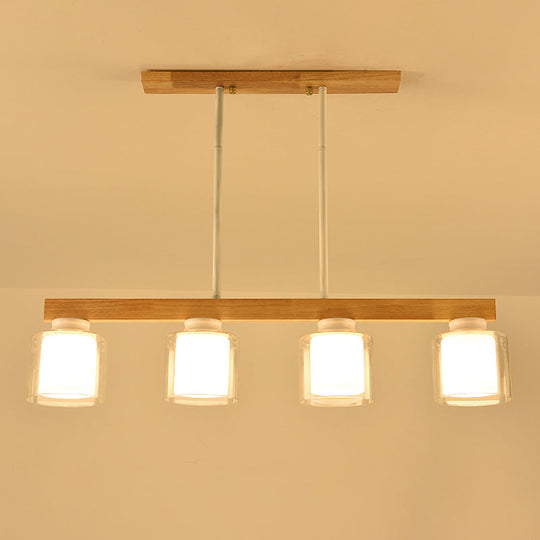 Japanese White Glass Cylinder Led Island Pendant Ceiling Light For Dining Room 4 /