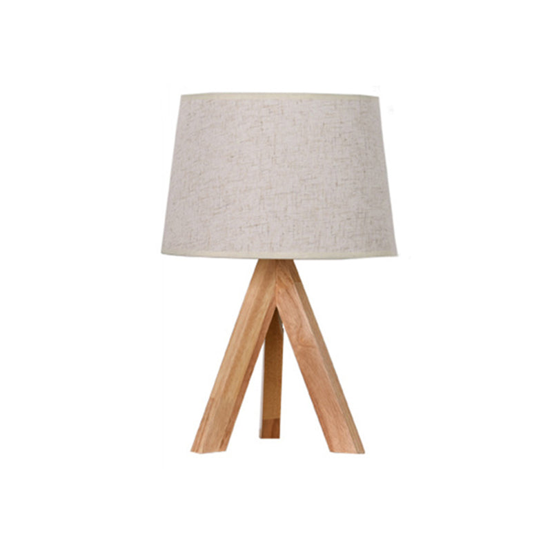 Sleek White Tripod Bedside Lamp With Fabric Shade - Tapered Table Lighting Simplicity