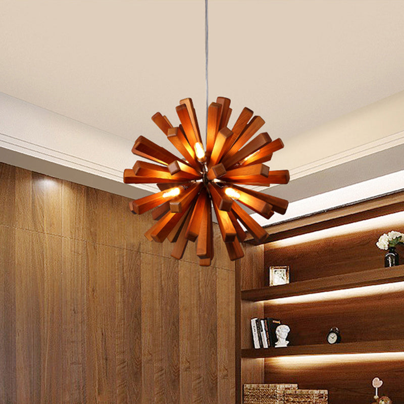 Nordic Style Wood Dandelion Chandelier For Restaurants - Ceiling Light Fixture