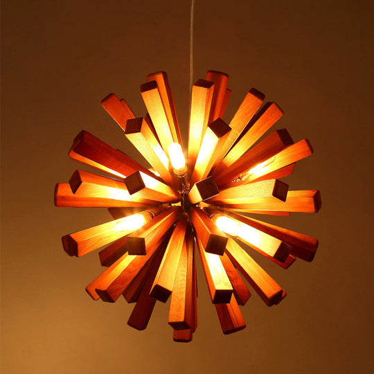 Nordic Style Wood Dandelion Chandelier for Restaurant Lighting