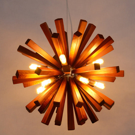 Nordic Style Wood Dandelion Chandelier For Restaurants - Ceiling Light Fixture