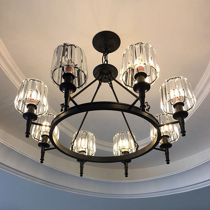 Contemporary Crystal Chandelier 6/8 Bulbs Black Pendant Light For Living Room 8 /