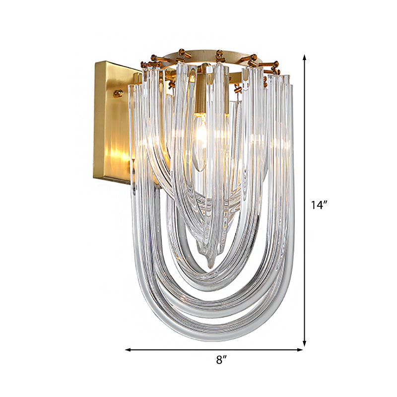 Vintage Clear Crystal Prism Sconce Lamp - Gold Finish 1 Light Wall Mounted For Dining Room