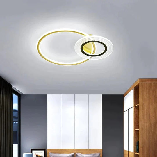 Modern Simple Circle Warm Room Living Led Ceiling Lamp Black Gold-47Cm / White Light