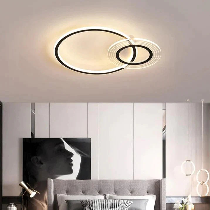 Modern Simple Circle Warm Room Living Led Ceiling Lamp Black White-47Cm / Three-Color Light