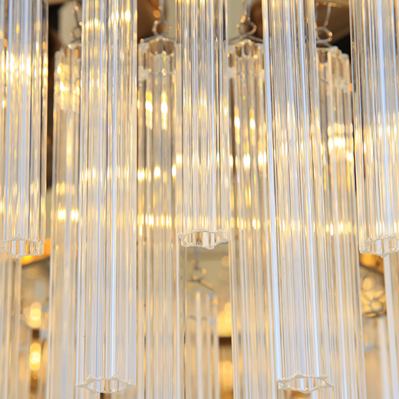 Modern Tapered Chandelier Pendant Light - Clear Glass - 6-Light - Gold Finish