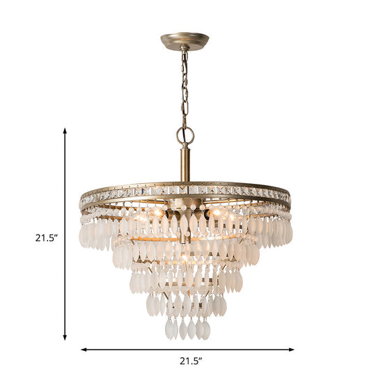 Contemporary Crystal 6-Light Tiered Ceiling Chandelier - Antique Silver Bedroom Fixture