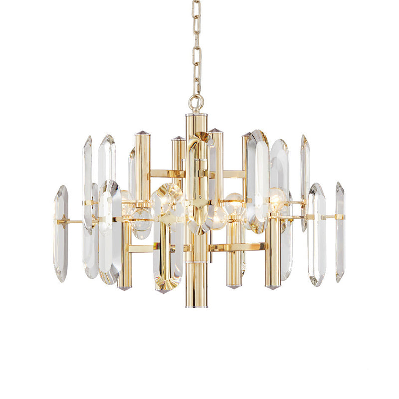 Modern Gold Chandelier Light Fixture With Metal Frame And 8/10 Hanging Lights - 23.5/31.5 Wide