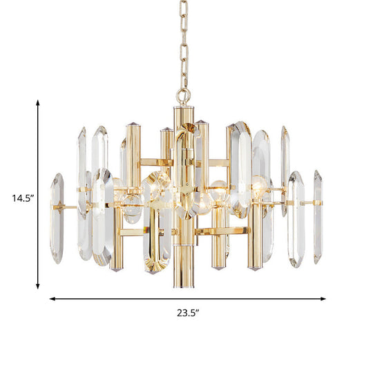 Modern Gold Chandelier Light Fixture With Metal Frame And 8/10 Hanging Lights - 23.5/31.5 Wide