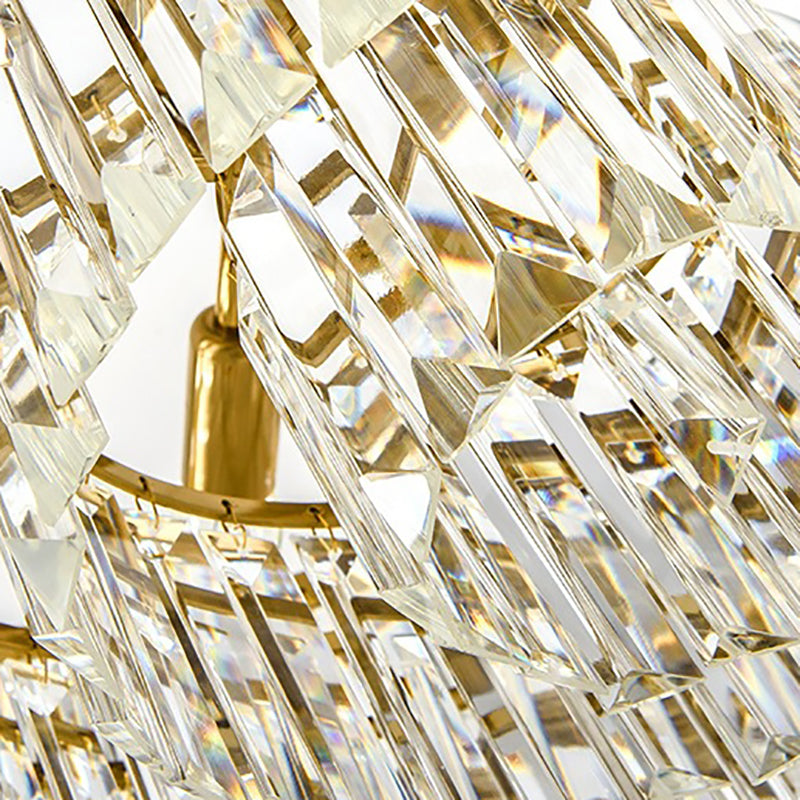 Modern Crystal Drum Ceiling Light: 9-Light Brass Chandelier 25.5/31.5 Wide