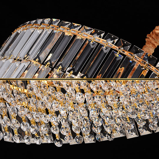 Contemporary Gold Drum Chandelier Light 6/8 Lights Rectangular-Cut Crystal 19.5/23.5 Wide