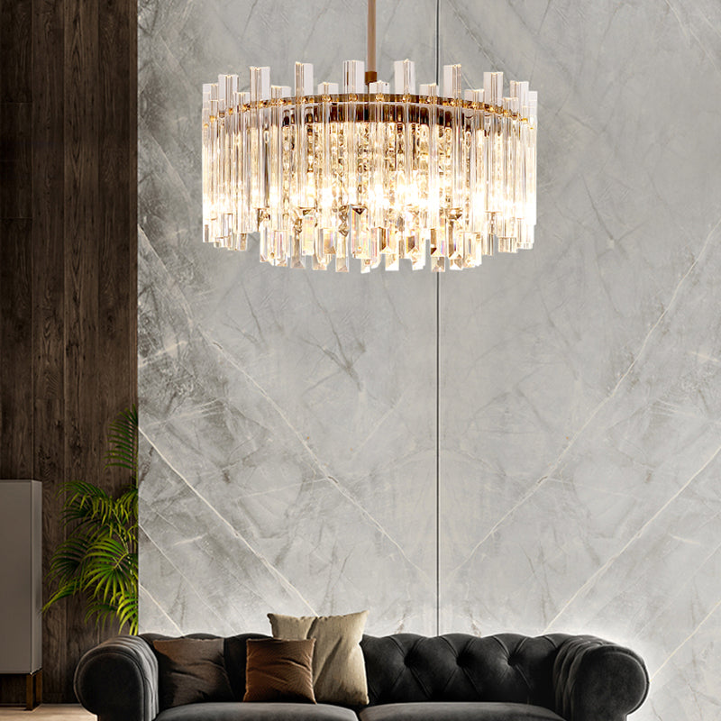 Modern Chrome Chandelier: 5-Light Dining Room Pendant With Prism Crystal