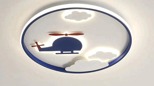 Creative Cloud Plane Bedroom Ceiling Lamp 52Cm Trichromatic Light